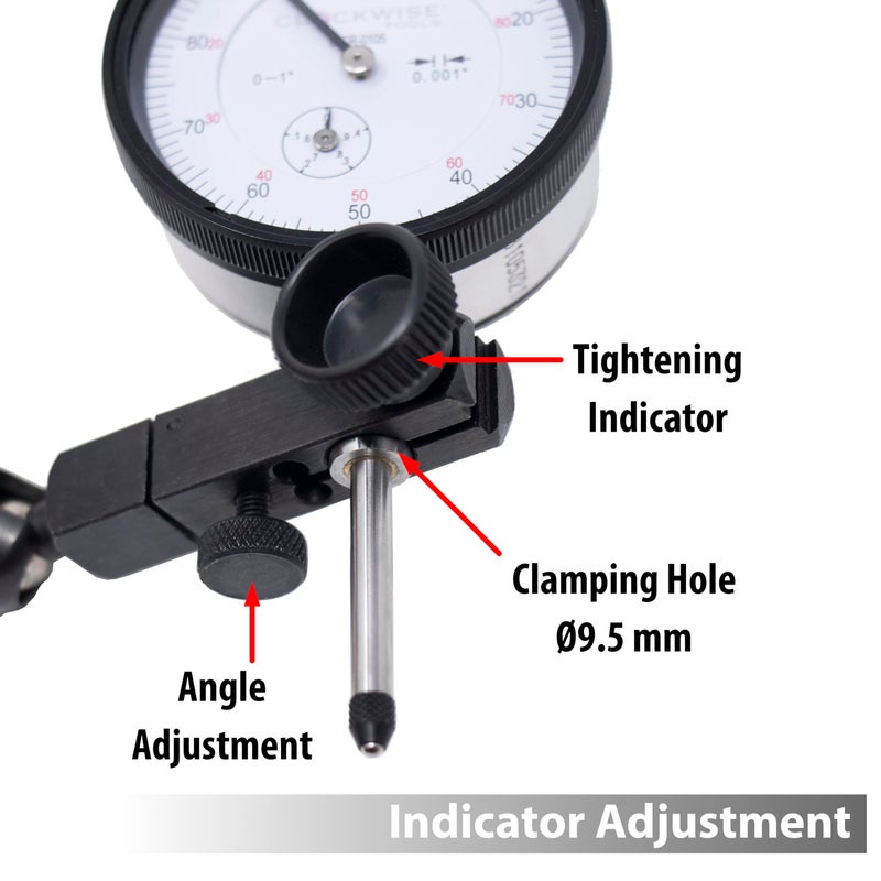 Clockwise Tools Dial Indicator with Magnetic Base Holder Stand, DIMR-0105 0-1 inch - Image 3